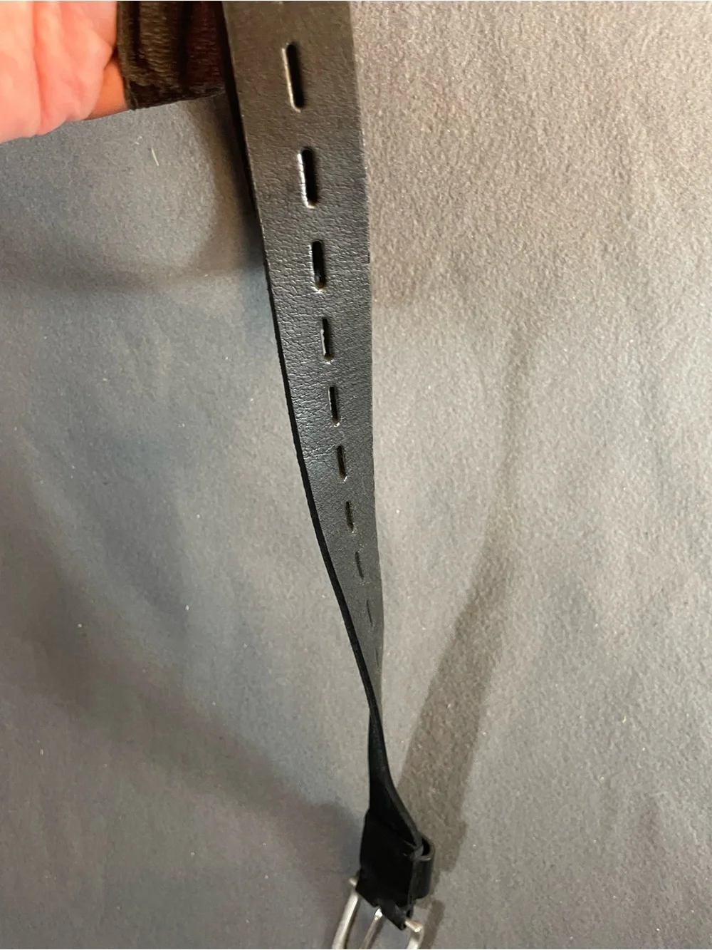 Free People We The Free Jona Leather Belt Black Slot Cutout - Picture 3 of 4